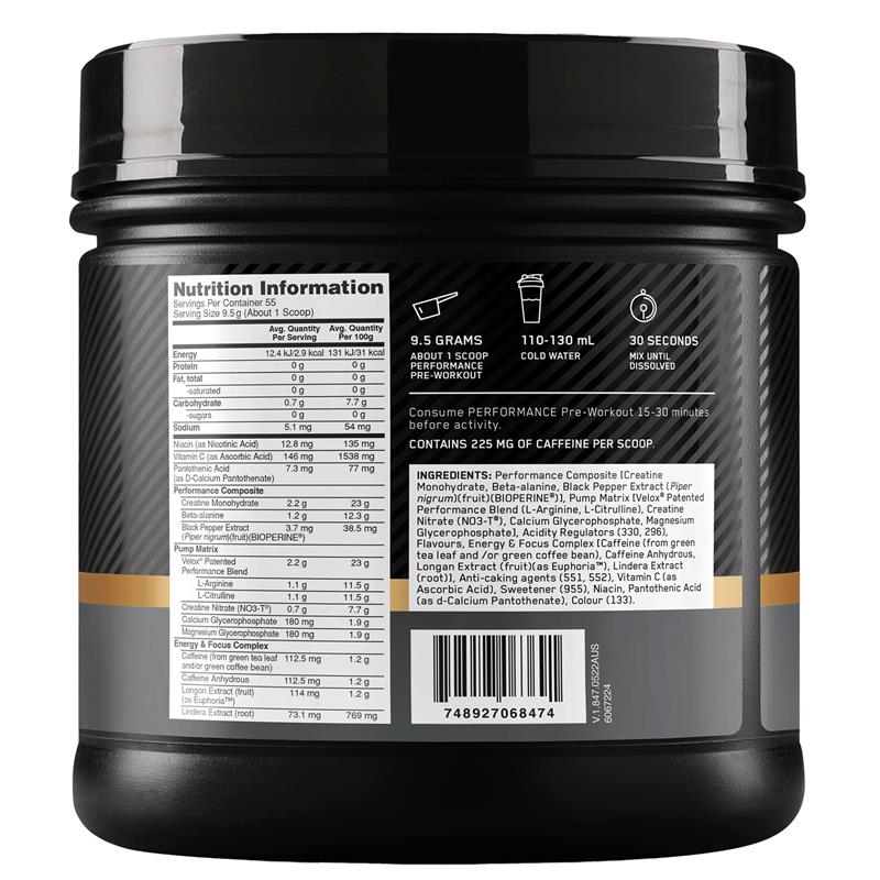 Optimum Nutrition Performance Preworkout Blue Raspberry 522.5g