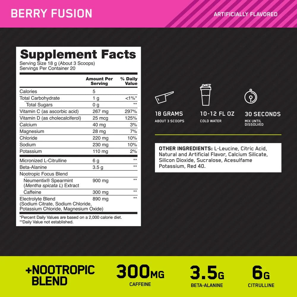 Optimum Nutrition Amped Pre-Workout 360G CITRUS MANGO