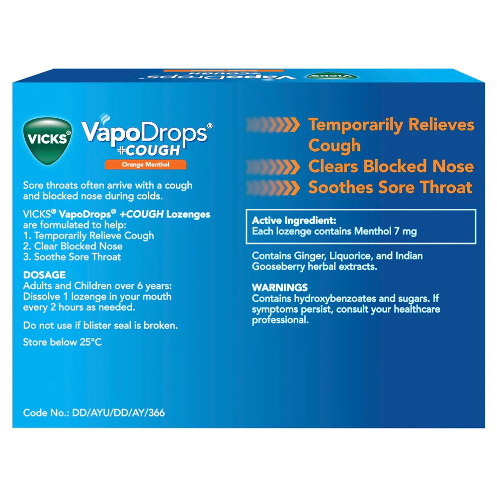 Vicks Vapodrops+Cough Orange 16