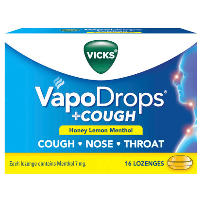 Vicks Vapodrops+Cough Honey Lemon 16