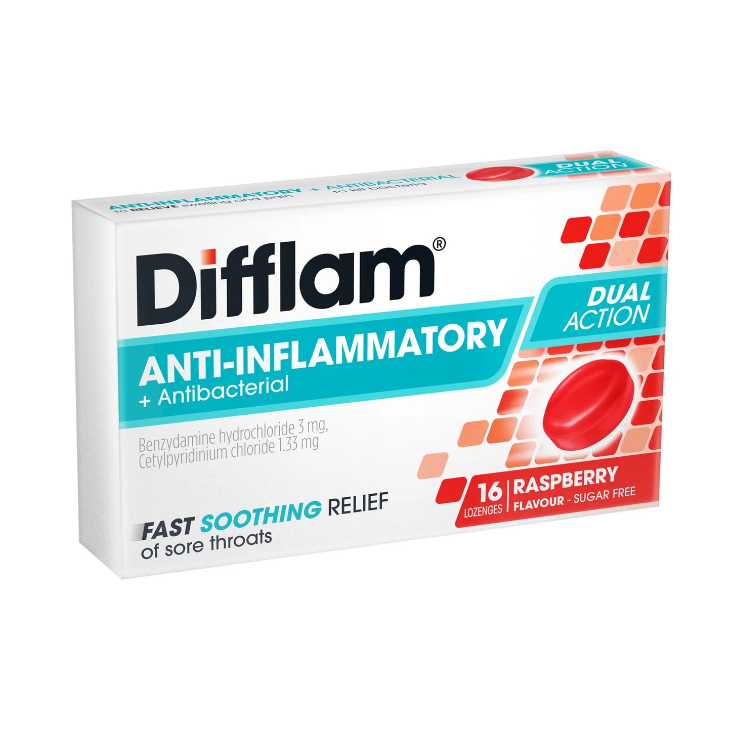 Difflam Sore Throat Lozenges Sugar Free Raspberry Flavour 16