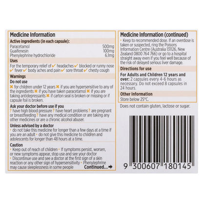 Codral Cold & Flu + Mucus Cough Cap 16