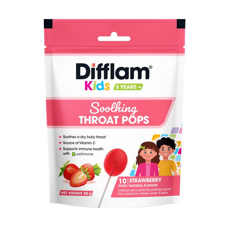 Difflam Kids Throat Pops Strawberry 10