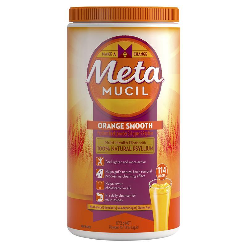 Metamucil Multi-Health Fibre with 100% Natural Psyllium - Orange Smooth - 114 doses 673 g
