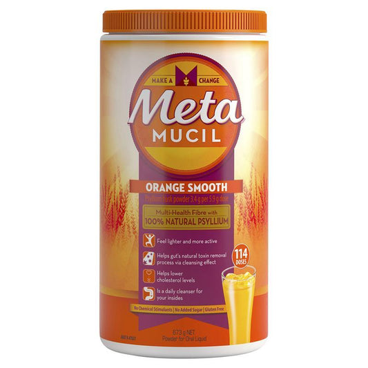 Metamucil Multi-Health Fibre with 100% Natural Psyllium - Orange Smooth - 114 doses 673 g