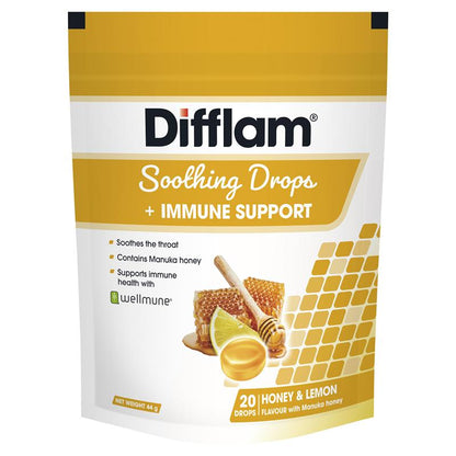 Difflam Soothing Drops+Immune Honey&Lemon 20
