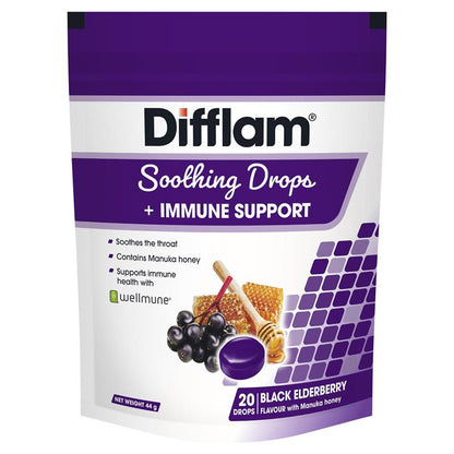 Difflam Soothing Drops+Immune Black Elderberry 20