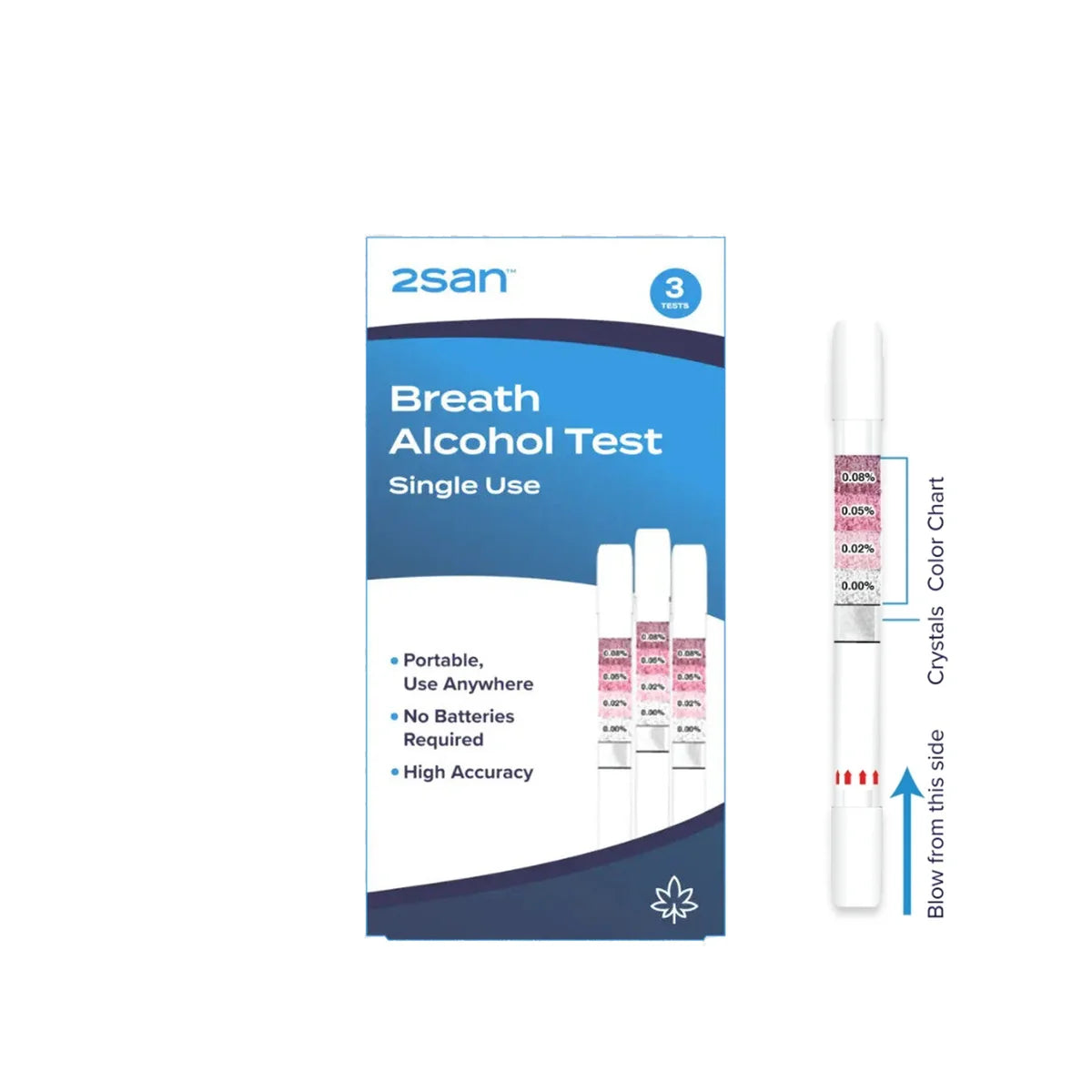 2San Breath Alcohol Test 3 Pack