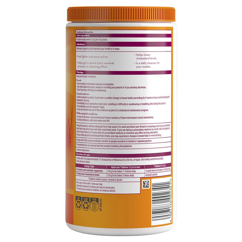 Metamucil Multi-Health Fibre with 100% Natural Psyllium - Orange Smooth - 114 doses 673 g