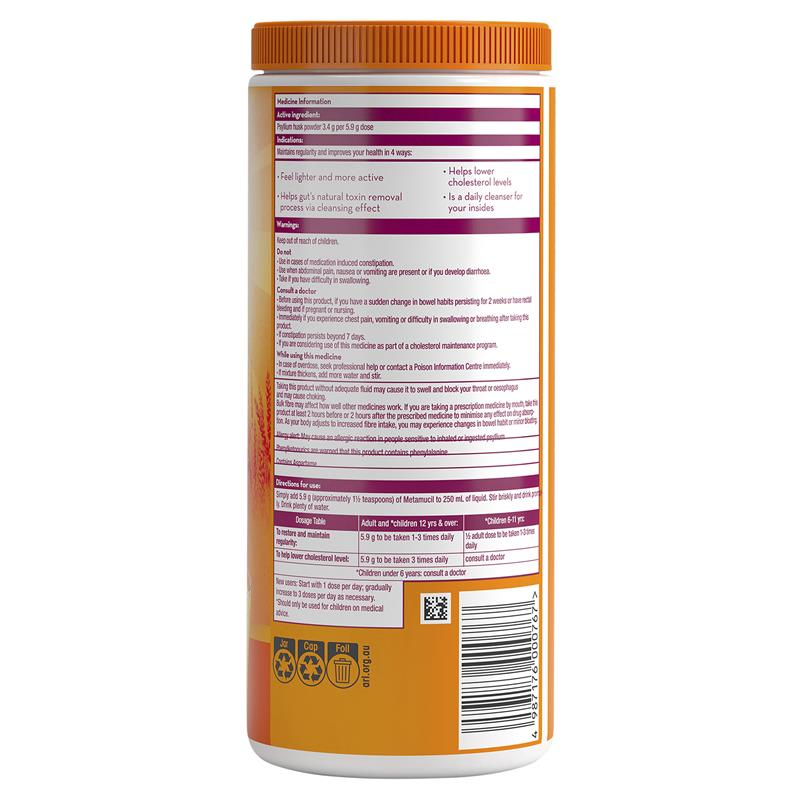 Metamucil Multi-Health Fibre with 100% Natural Psyllium - Orange Smooth 425g