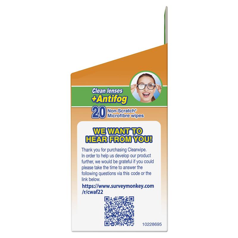 Clearwipe Antifog Lens Cleaner 20 Wipes
