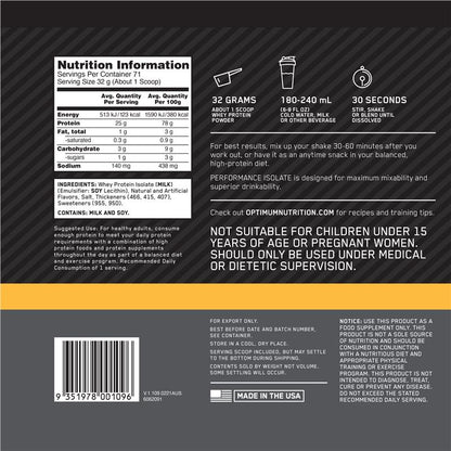 Optimal Nutrition Performance Isolate Vanilla Softserve 2.27kg