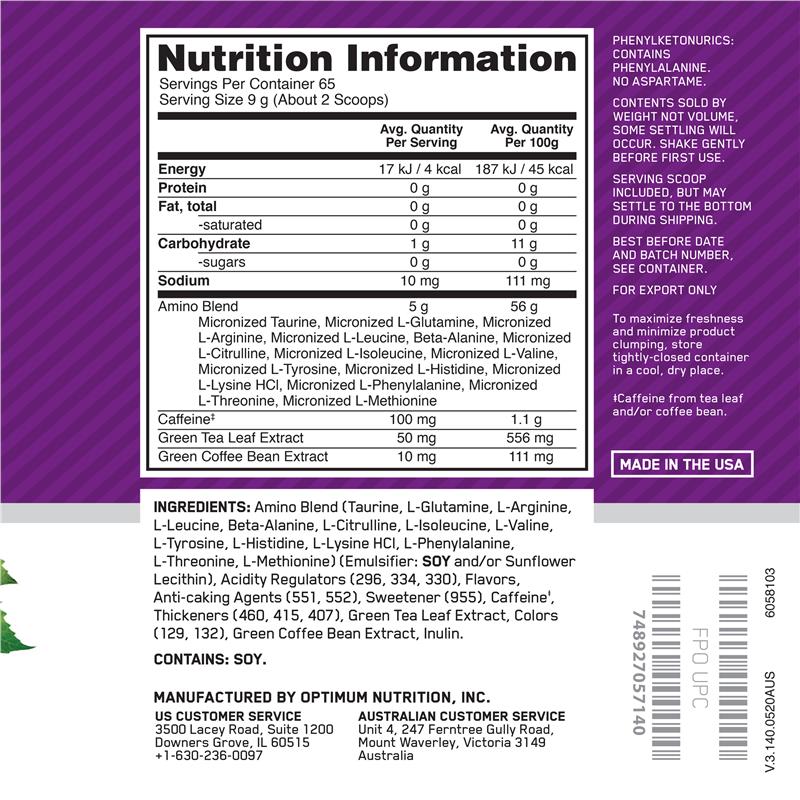 Optimum Nutrition Amino Energy Orange 585g