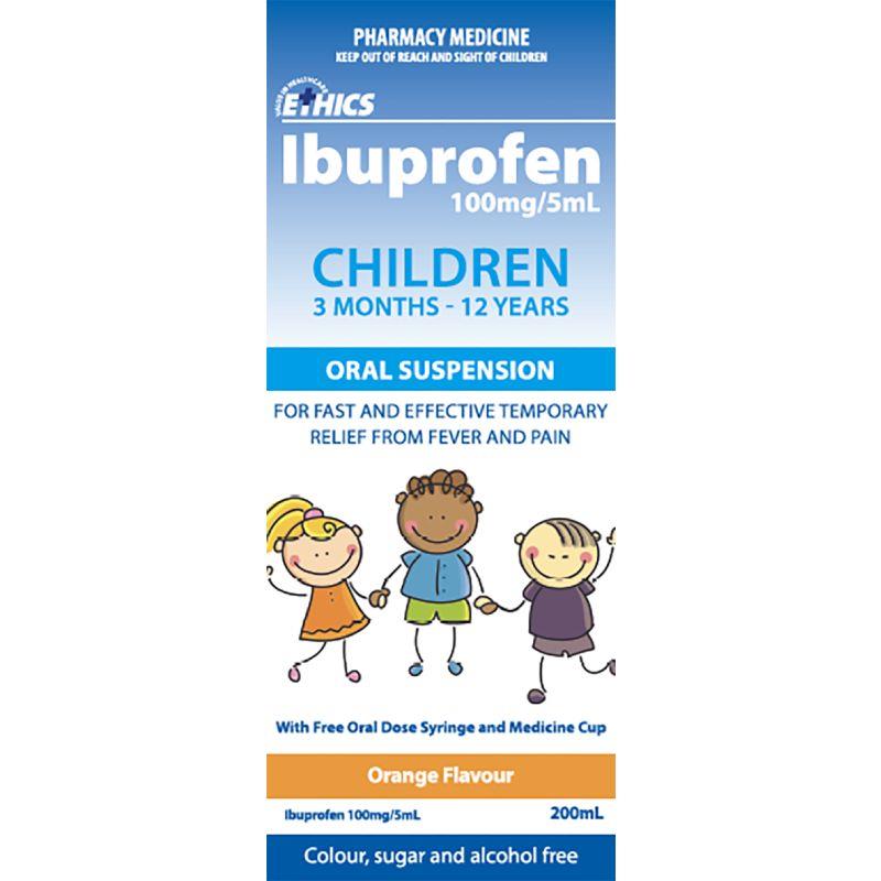 Ethics Ibuprofen 100mg/5ml Oral Suspension 200ml