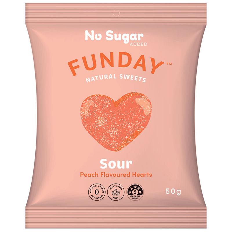 FUNDAY Sour Peach Hearts 50g