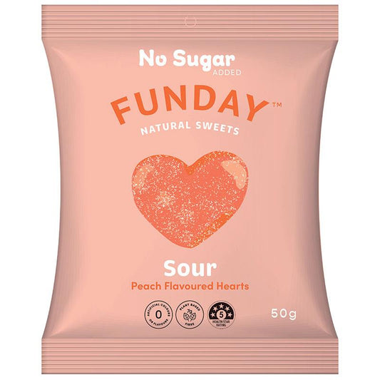 FUNDAY Sour Peach Hearts 50g