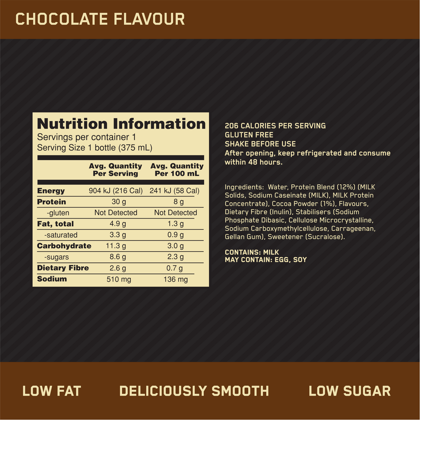 ON HIGH PROTEIN SHAKE BANANA 375ML Box of 12