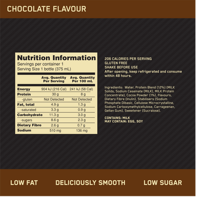 ON HIGH PROTEIN SHAKE CHOCOLATE 375ML Box of 12
