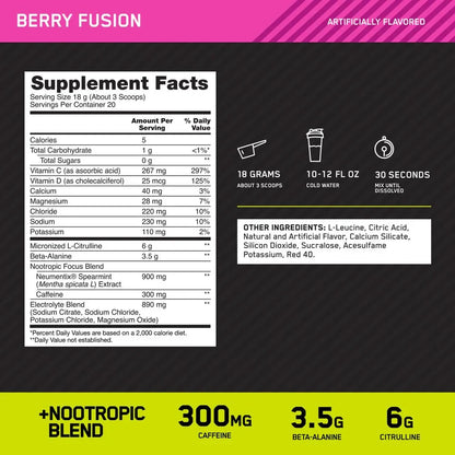 Optimum Nutrition Amped Pre-Workout 360G BERRY FUSION