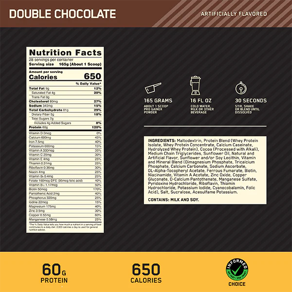 Optimum Nutrition Gold Standard Pro Gainer Double Chocolate 4.55 kg