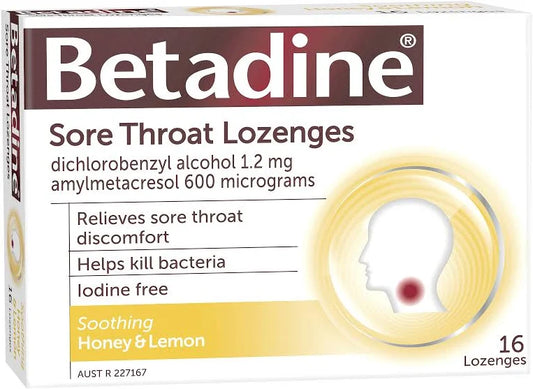 Betadine Lozenges Honey & Lemon 16s